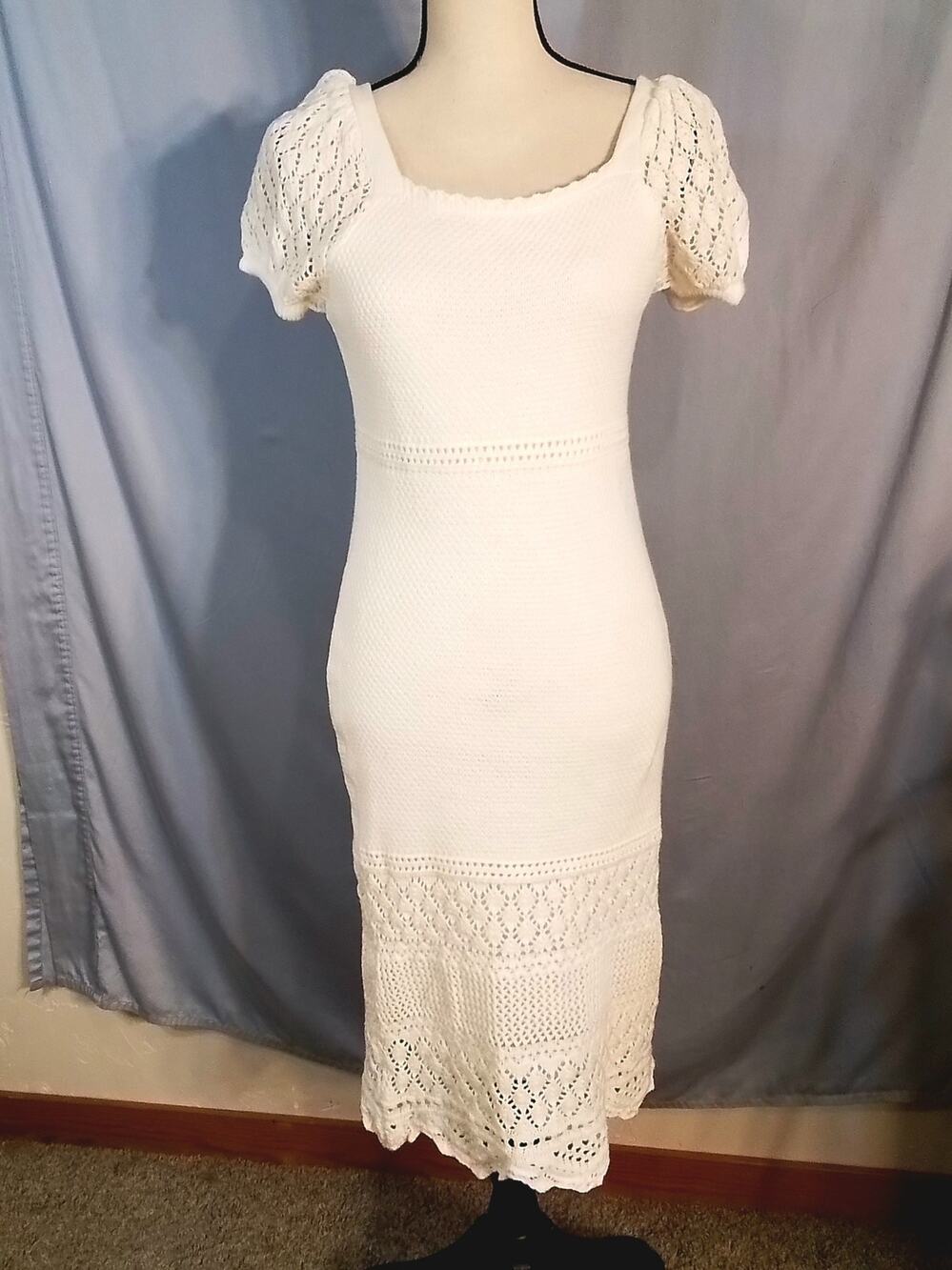 Freshman 1996; White crocheted dress